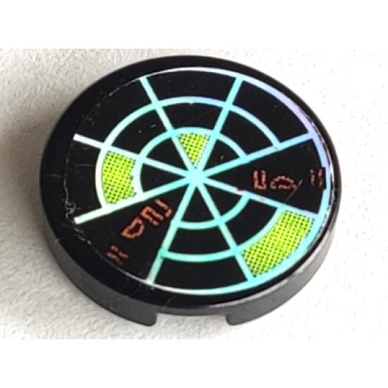 Tile, Round 2 x 2 with Holographic Radar Type 3 Pattern (Sticker) - Sets 7645 / 7646