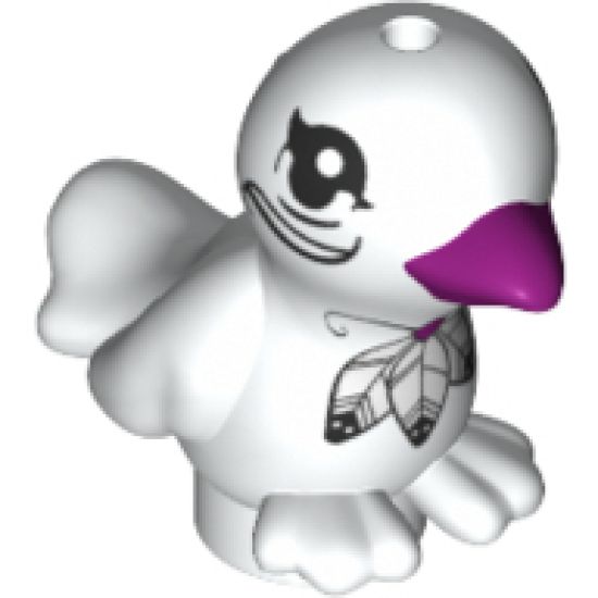Animal, Air Bird Friends / Elves with Magenta Beak and Black Eyes and Feathers Pattern (Pluma)