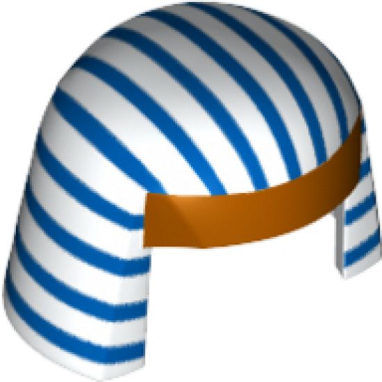 Minifigure, Headgear Nemes with Gold Trim and Blue Stripes Pattern