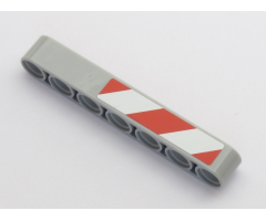 Technic, Liftarm 1 x 7 Thick with Red and 2 White Danger Stripes Pattern Model Left Side (Sticker) - Set 42043