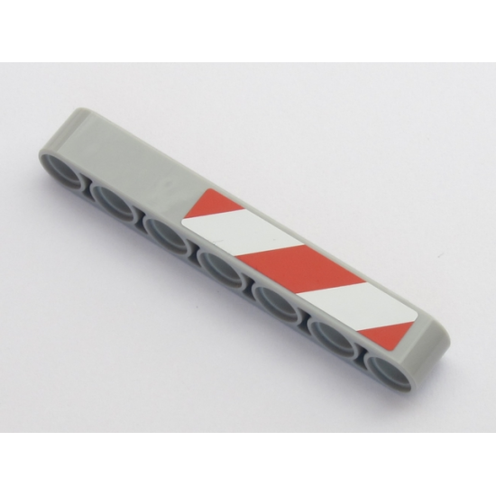 Technic, Liftarm 1 x 7 Thick with Red and 2 White Danger Stripes Pattern Model Left Side (Sticker) - Set 42043
