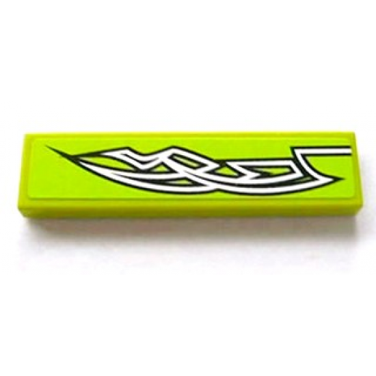 Tile 1 x 4 with White Tribal Art Sign Left Pattern (Sticker) - Set 8154