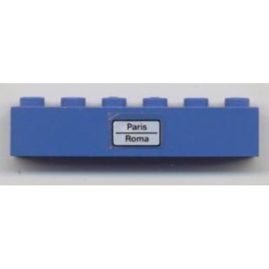 Brick 1 x 6 with 'Paris - Roma' Pattern (Sticker) - Set 7715