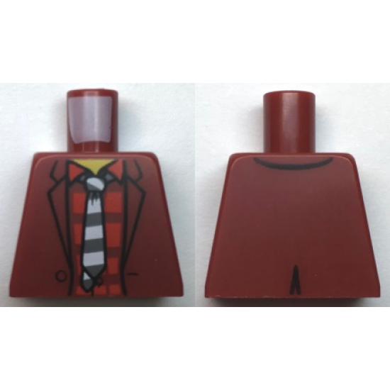 Torso Jacket with Red Striped Undershirt and Black and White Tie Pattern