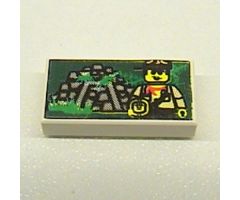 Tile 1 x 2 with Minifigure and Jungle Ruins Pattern