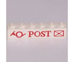 Brick 1 x 6 with Red 'POST', Horn and Envelope Pattern