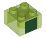 Brick 2 x 2 with Large Dark Green Square Pattern (Minecraft Slime)