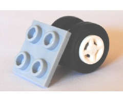 Aircraft Plate, Modified 2 x 2 Thin with Dual Wheels Holder - Split Pins with White Wheels and Black Tires (4870 / 4624 / 59895)
