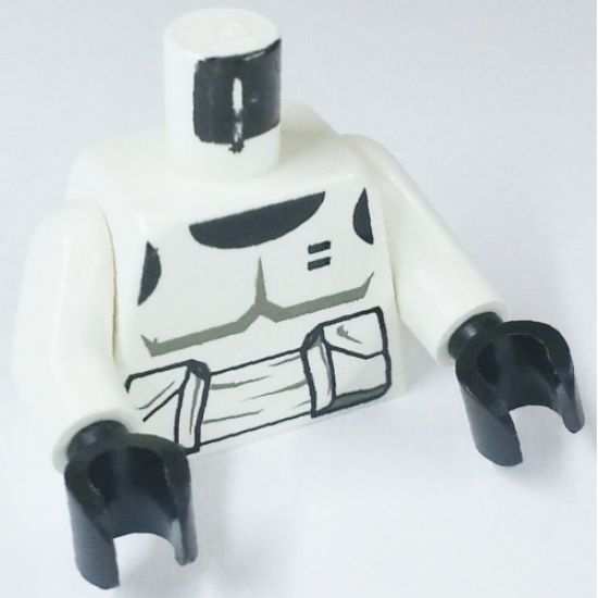 Torso SW Armor Scout Trooper Pattern (Dark Gray Accents) / White Arms / Black Hands