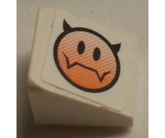 Slope 30 1 x 1 x 2/3 with Evil Smiley Pattern Model Left Side (Sticker) - Set 8154