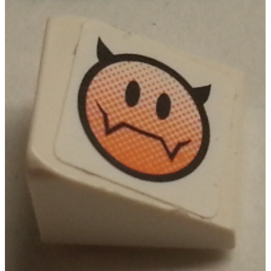 Slope 30 1 x 1 x 2/3 with Evil Smiley Pattern Model Left Side (Sticker) - Set 8154
