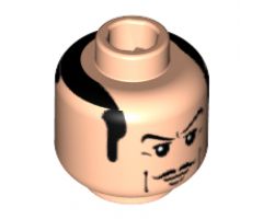 Minifigure, Head Moustache Thin, Laugh Lines, Sideburns, White Pupils Pattern (Alfred the Butler) - Blocked Open Stud