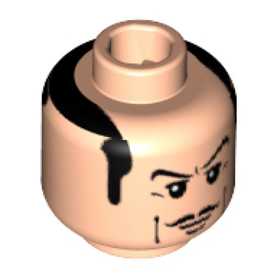 Minifigure, Head Moustache Thin, Laugh Lines, Sideburns, White Pupils Pattern (Alfred the Butler) - Blocked Open Stud