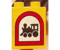 Duplo, Brick 1 x 2 x 2 with Road Sign Train Pattern