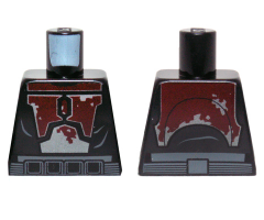 Torso SW Mandalorian Armor Plates Dark Red and Silver Tattered Pattern (Mandalorian Super Commando)