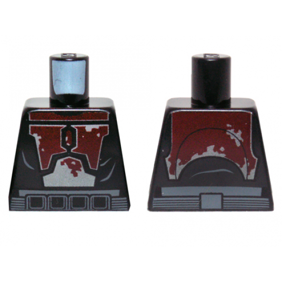 Torso SW Mandalorian Armor Plates Dark Red and Silver Tattered Pattern (Mandalorian Super Commando)