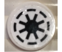 Tile, Round 2 x 2 with Bottom Stud Holder with SW Republic Pattern on White Background (Sticker) - Sets 75039 / 75087 / 75214