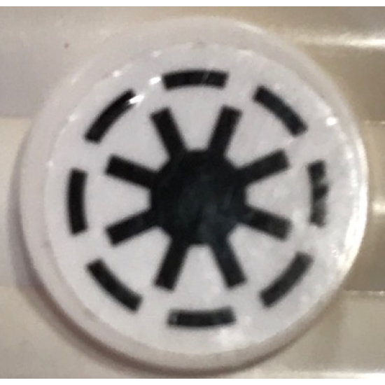 Tile, Round 2 x 2 with Bottom Stud Holder with SW Republic Pattern on White Background (Sticker) - Sets 75039 / 75087 / 75214