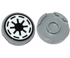 Tile, Round 2 x 2 with Bottom Stud Holder with SW Republic Pattern on White Background (Sticker) - Sets 75039 / 75087 / 75214