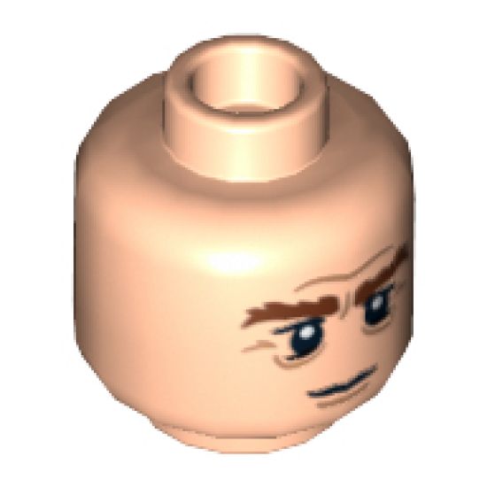 Minifigure, Head Dual Sided LotR Gimli Bushy Brown Eyebrows, Stern / Grimacing Pattern - Hollow Stud