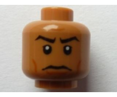 Minifigure, Head Male Stern Black Eyebrows, White Pupils Pattern (SW Captain Panaka) - Blocked Open Stud