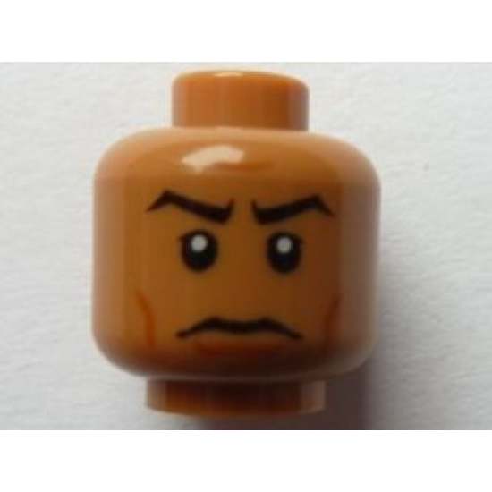 Minifigure, Head Male Stern Black Eyebrows, White Pupils Pattern (SW Captain Panaka) - Blocked Open Stud