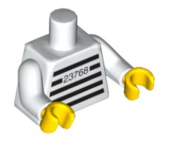 Torso Jail Stripes with Number 23768 Pattern / White Arms / Yellow Hands