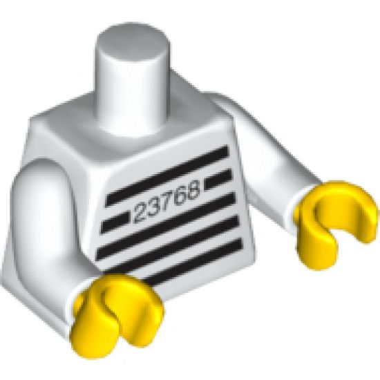Torso Jail Stripes with Number 23768 Pattern / White Arms / Yellow Hands