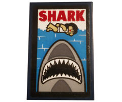 Tile 2 x 3 with 'SHARK', Swimmer, Sea and Shark Color Pattern (Sticker) - Set 75810