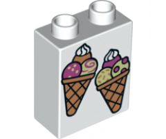 Duplo, Brick 1 x 2 x 2 with 2 Ice Cream Cones Pattern