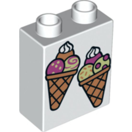 Duplo, Brick 1 x 2 x 2 with 2 Ice Cream Cones Pattern
