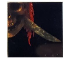 Tile 2 x 2 with Sword Blade Pointing Right and Half Skull Pattern