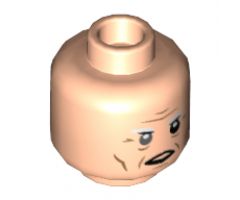Minifigure, Head Dual Sided White Eyebrows, Gray Right Eye, Neutral / Furrowed Brow and Open Mouth Pattern - Hollow Stud