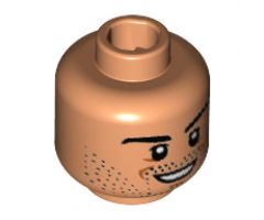 Minifigure, Head Black Eyebrows, Stubble, Goatee, White Pupils, Smile Pattern (Mats Hummels) - Hollow Stud