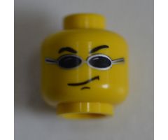 Minifigure, Head Glasses with Small Black Sunglasses, Smirk Pattern (Snap) - Blocked Open Stud