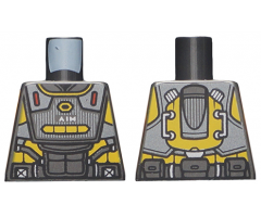 Torso Armor, Silver and Bright Light Orange Highlights and Silver 'AIM' Pattern