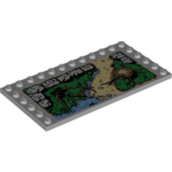 Tile, Modified 6 x 12 with Studs on Edges with Stone Foundation and Tree Stump Pattern (21205)