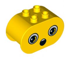 Duplo, Brick 2 x 4 x 2 Rounded Ends with Faces Shocked/Scared Pattern