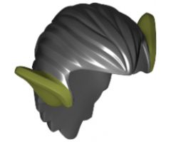 Minifigure, Hair Orc with Olive Green Ears Pattern
