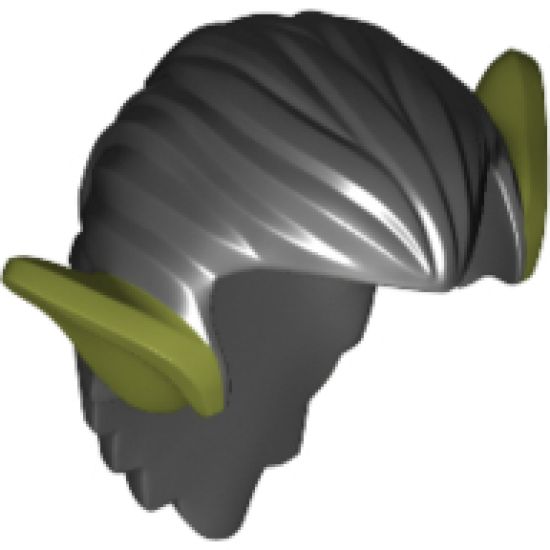 Minifigure, Hair Orc with Olive Green Ears Pattern