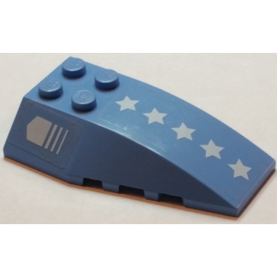 Wedge 6 x 4 Triple Curved with 5 White Stars and Fading Arrow Pattern Model Left Side (Stickers) - Set 7709