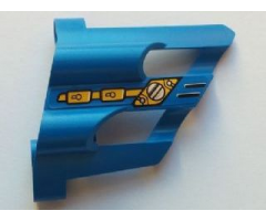 Technic, Panel Fairing # 1 Large Short, Large Holes, Side A with Silver and Yellow Mechanical Pattern (Sticker) - Set 8444