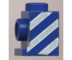 Brick, Modified 1 x 1 with Headlight with White Diagonal Stripes Pattern Left (Sticker) - Set 6653