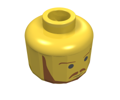 Minifigure, Head Beard with Brown Eyebrows, Moustache and Beard, Black Chin Dimple Pattern - Blocked Open Stud