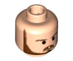 Minifigure, Head Beard with Brown Eyebrows, Moustache and Beard, Black Chin Dimple Pattern - Blocked Open Stud