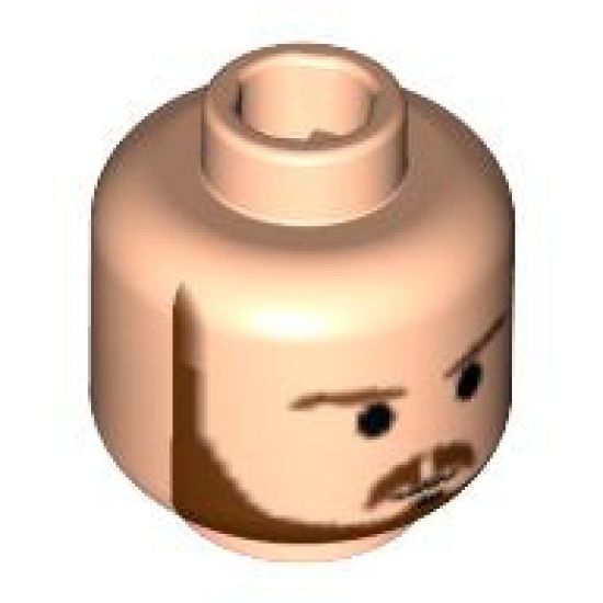 Minifigure, Head Beard with Brown Eyebrows, Moustache and Beard, Black Chin Dimple Pattern - Blocked Open Stud