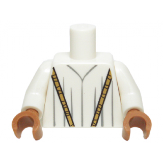 Torso Robe with Long Gold Necklace Pattern / White Arms / Medium Nougat Hands