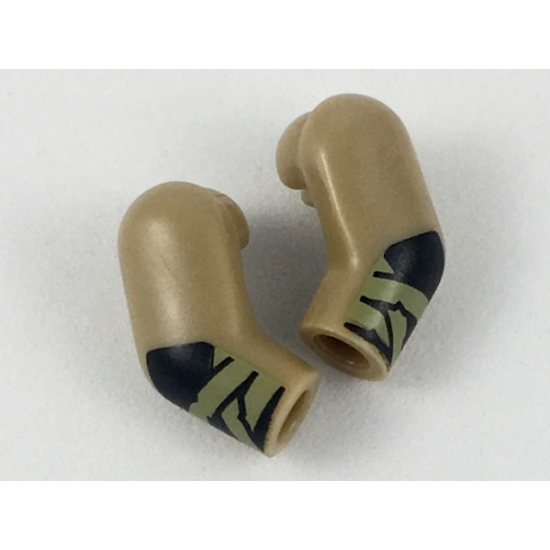 Arm, (Matching Left and Right) Pair with Black Gloves, Olive Green Wrappings Pattern