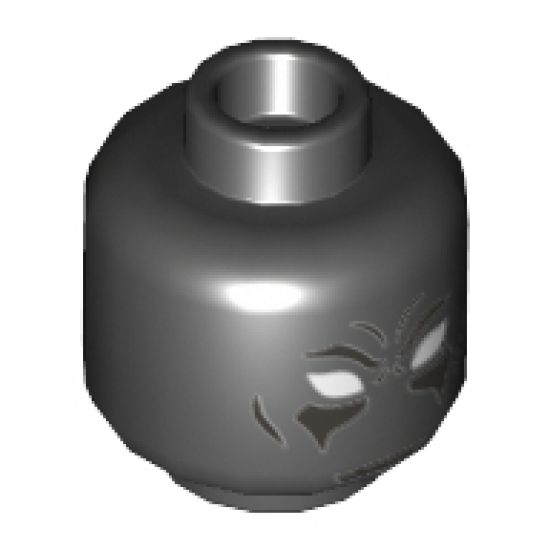 Minifigure, Head Mask with Flat Silver Lines and White Eyes Pattern - Hollow Stud