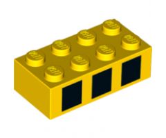 Brick 2 x 4 with 3 Black Squares Pattern